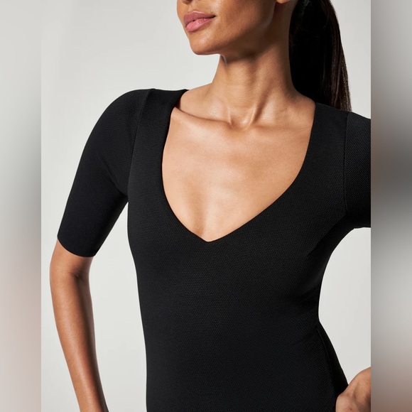 🌙A32- SPANX 50386 Pique Shaping Swim, Short Sleeve One-Piece - Picture 3 of 4